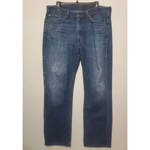 Levi's 514 Straight Fit Blue Denim Casual Jeans Mens 36x30